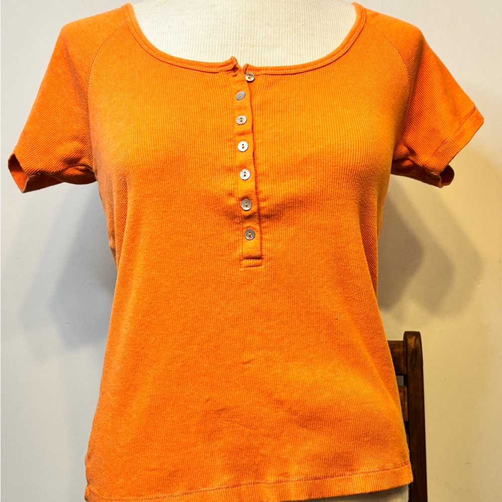St. John's Bay Orange Button-Front Tee